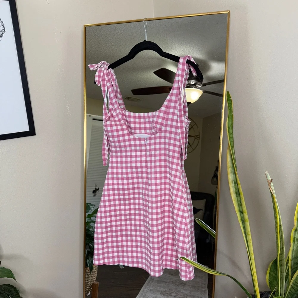 Zara Pink Gingham Sleeveless Dress - Picture 4 of 4